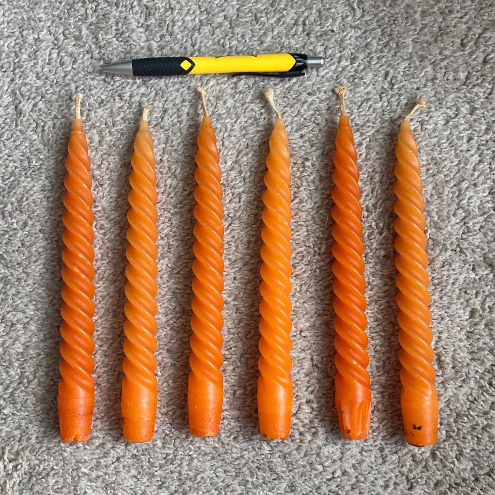 Orange Twisted Taper Candles - Set of 6
